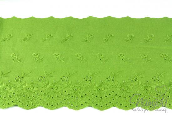 ♥1 Mtr. Wäschespitze -XXL GREEN FLOWERS 17,5cm ♥