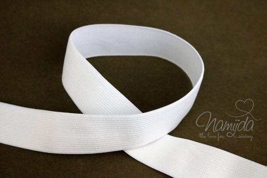 1 MTR. Soft Bund Gummiband 35mm - WeiSS