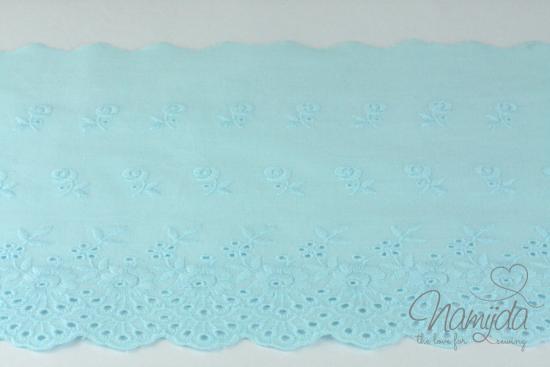 ♥1 Mtr. Wäschespitze -XXL Light BLUE FLOWERS  17,5cm ♥