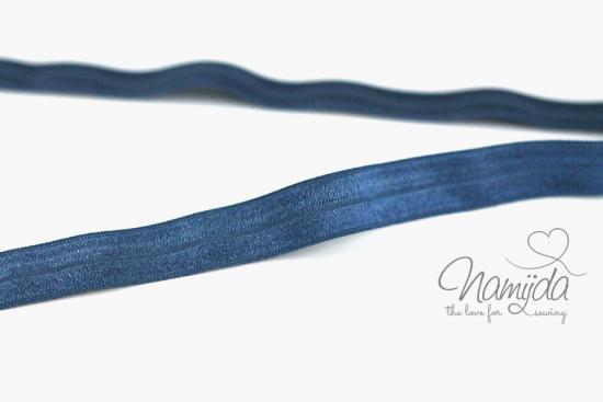 1 MTR. ♥ Elastisches Einfassband - Jeans -  Falzgummi - Glänzend ♥