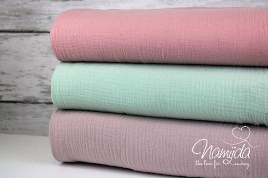 0,5 MTR. ♥ DouBLE GAUZE - Musselin Dusty MiNT- Baumwollstoff ♥