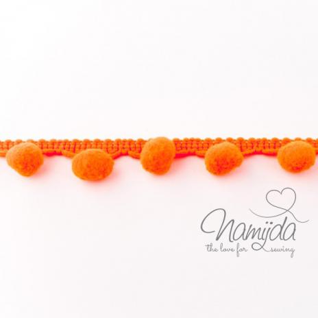 1 MTR. ♥ PomPom Bommelborte NeoN Orange ♥