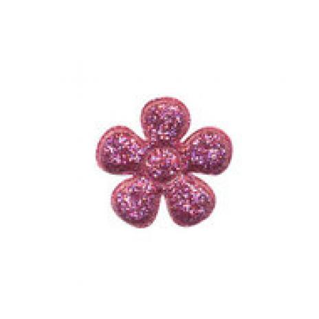 4 Stck. MiNi GLITTER Blumen Applikationen - 2cm - PiNK