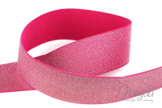 1 MTR.Glamour Glitzer Gummiband 50mm Pink