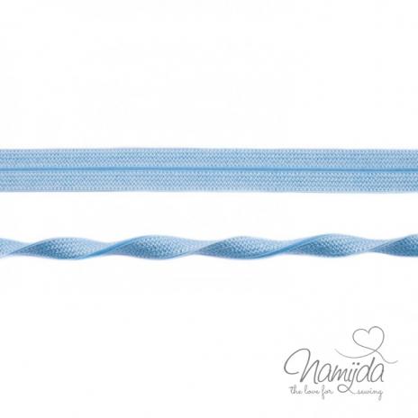 1 MTR. ♥ Elastisches Einfassband JACQUARD - Puder Blau - 20mm - Glänzend ♥