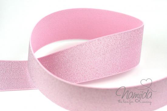 1 MTR.Glamour Glitzer Gummiband 50mm RoSA