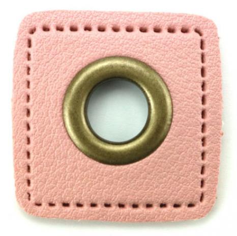 1 STÜCK KuNSTLEDER ÖSEN Patch ROSA - 14mm - BRONZE