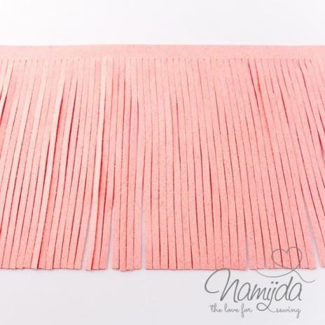 1Mtr. ♥XL Kunstleder Fransenband ROSE - 12cm ♥