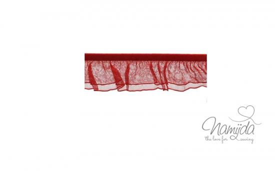 1 MTR. ♥ Doppelte Elastische Organza Spitze - Rot - 27mm - Rüschenband  ♥