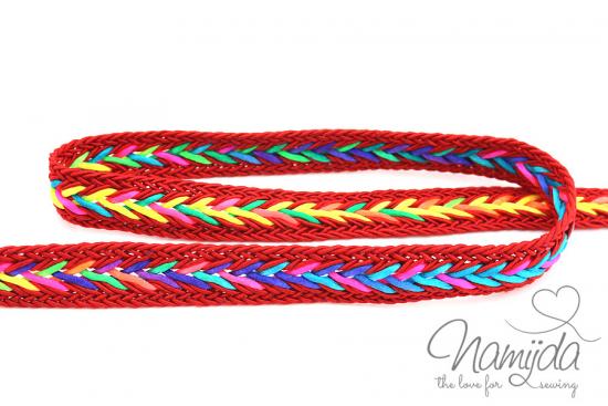 1 MTR. ♥ MuLTICOLOUR ZOPFMuSTER BAND - RoT - 20mm ♥