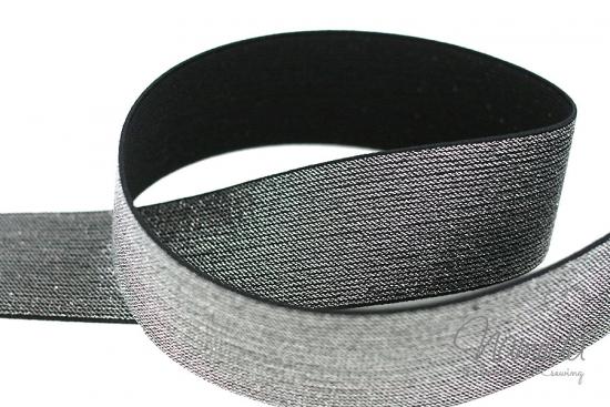 1 MTR.Glamour Glitzer Gummiband 50mm SCHwARZ