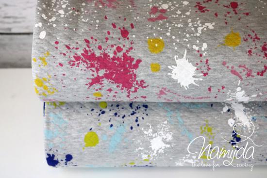 0,5 MTR. ♥ SPLASH STEPPSTOFF PiNK-WeiSS-GELB - GRAU MELIERT ♥