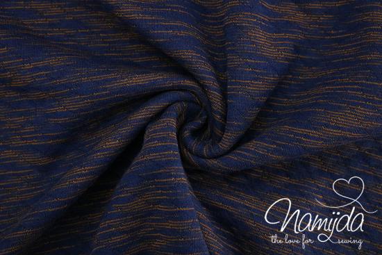 0,5 MTR. ♥ STRIPED STEPPSTOFF NAVY/ORANGE Melange ♥