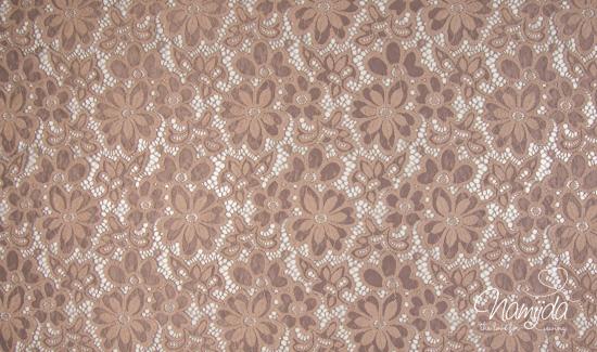 0,5 MTR. ♥ Elastische Spitze SoMMERBLUMEN - Taupe - Spitzenstoff ♥