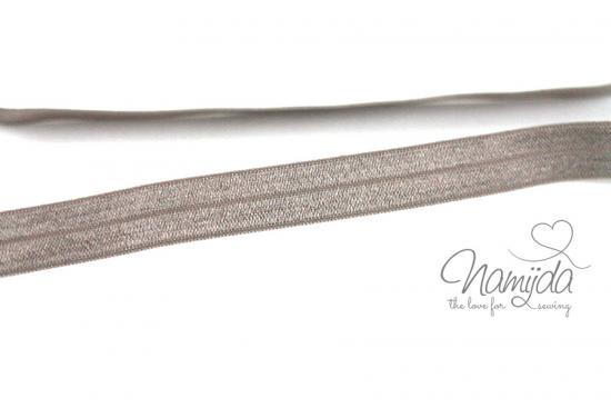 1 MTR. ♥ Elastisches Einfassband - Taupe - Falzgummi - Glänzend ♥