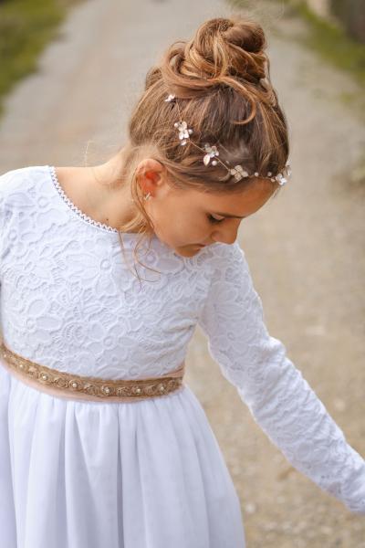 0,50 MTR.♥ Elastische Spitze SoMMERBLUMEN - WEISS - Spitzenstoff ♥