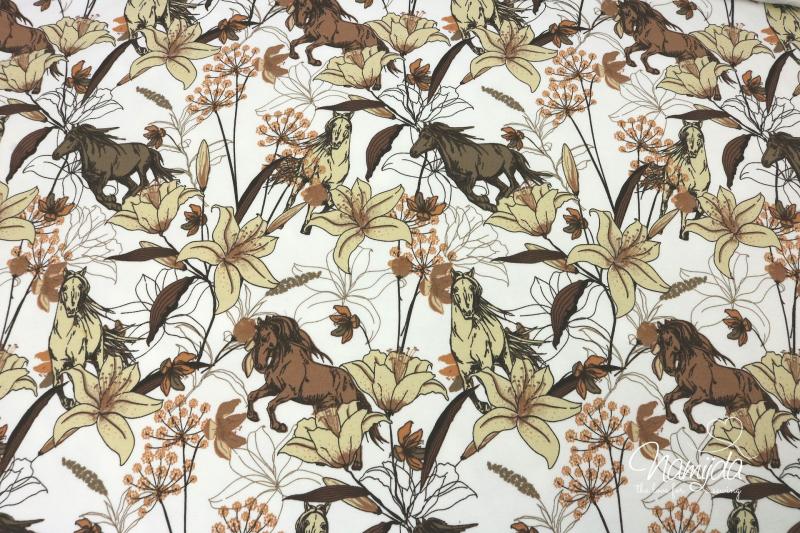 0,5 MTR. WILD HORSES and FLOWERS - Natur/Braun ♥