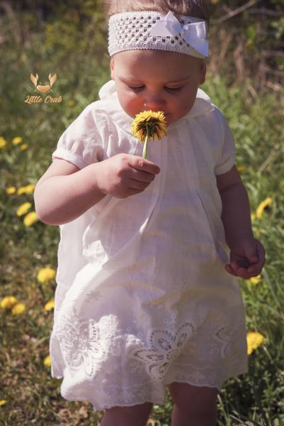 0,5 MTR. BORDÜREN STICKERREI FLOWERS - NATUR WEISS - 100% Baumwolle