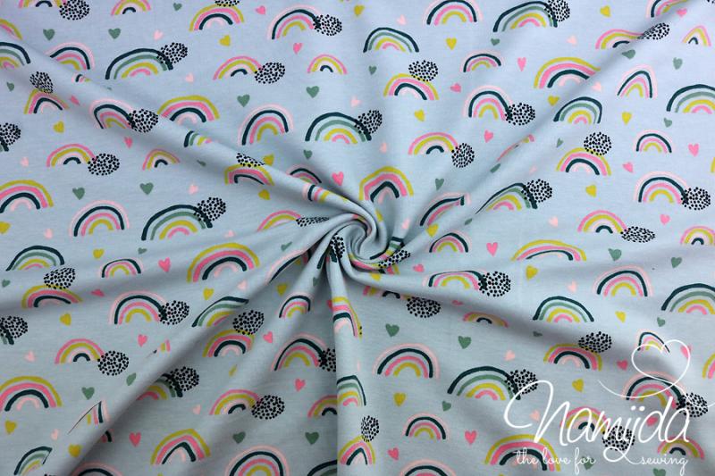 0,5 MTR.  REGENBOGENLIEBE JERSEY - GRAU