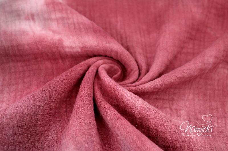 0,5 MTR. ♥  BATIK DouBLE GAUZE Baumwollstoff - PINK/BEERE ♥