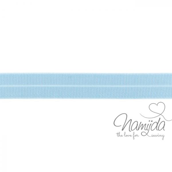 1 MTR. ♥ Elastisches Einfassband MATT - PuDERBLAU - 20mm ♥