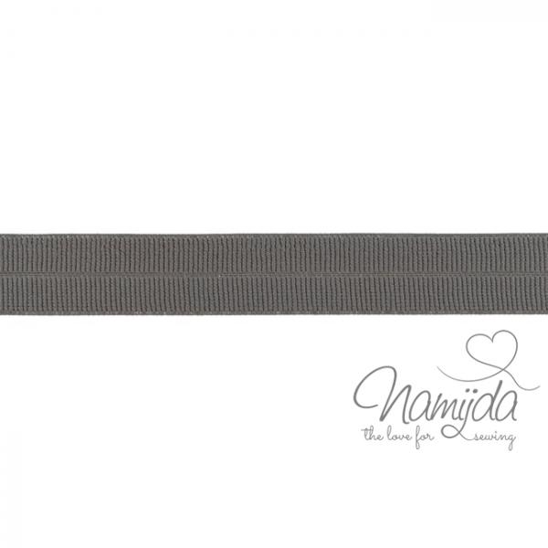 1 MTR. ♥ Elastisches Einfassband MATT - DuNKLES TAUPE - 20mm ♥