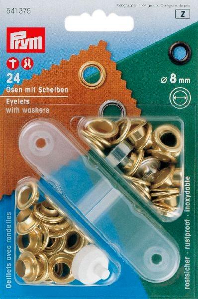 24 PRYM Ösen mit Scheiben - EYELETS - 8mm - GoLD