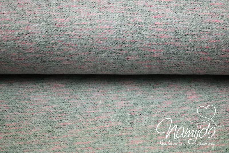 0,5 MTR. MuLTICOLOUR SoMMERSWEAT ROSA/HeLLGRAU GRAU meliert - EXTRA BREIT 175cm