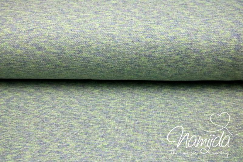 0,5 MTR. MuLTICOLOUR SoMMERSWEAT LIME GRAU meliert - EXTRA BREIT 175cm