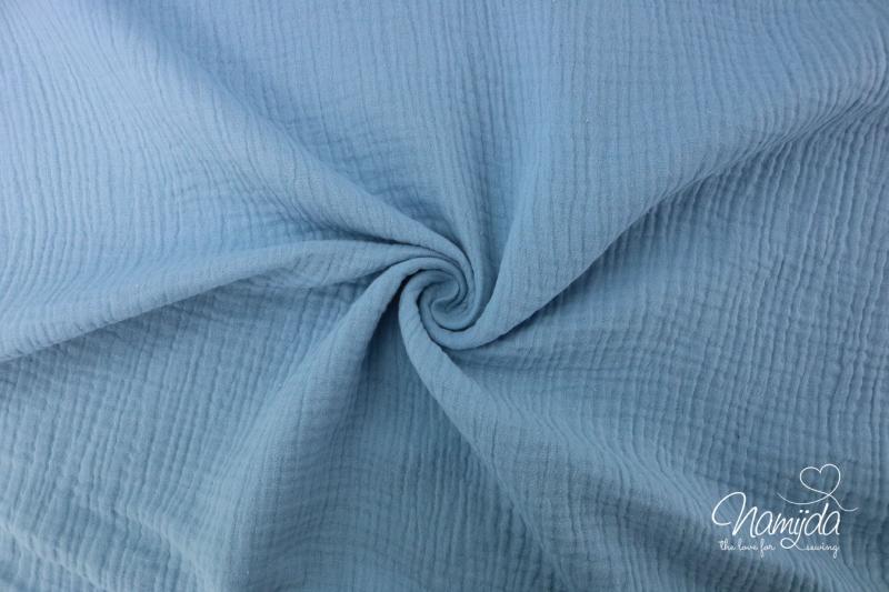 0,5 MTR. ♥ DouBLE GAUZE - Musselin HellBlau - Baumwollstoff ♥