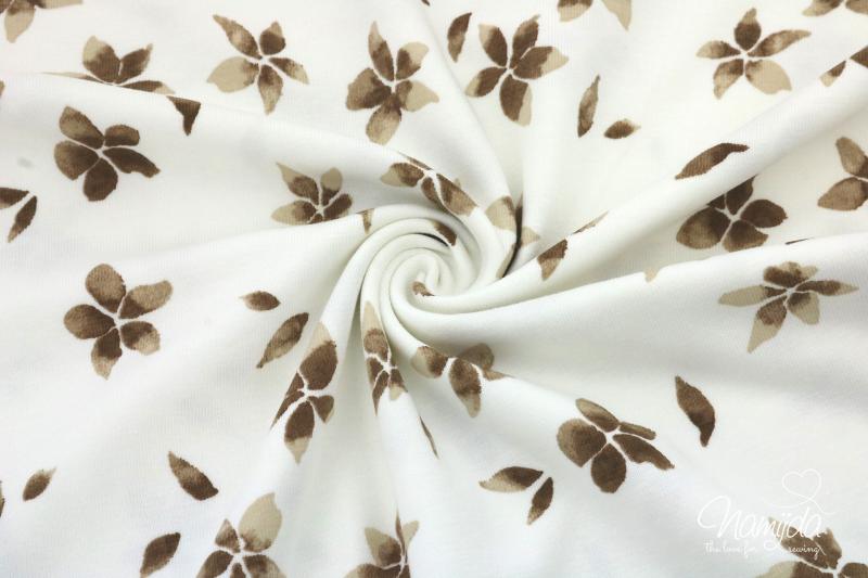 0,5 MTR.  NATURAL FLOWERS - BRAUN/TAUPE  - JERSEY