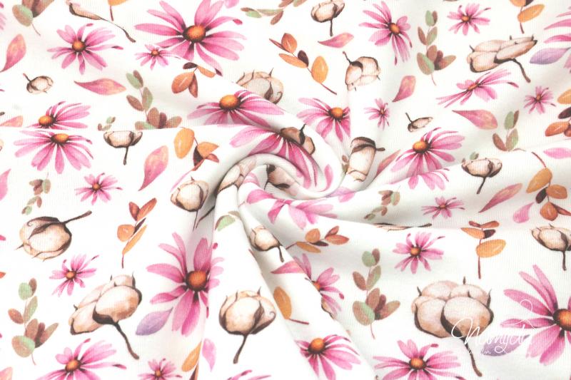 0,5 MTR.  AQUARELL FLOWER LOVE - PINK - JERSEY