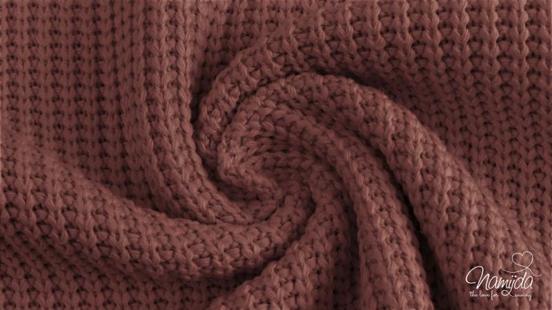 0,5 MTR.  BAUMWOLL GROBSTRICK  ALT MAUVE - STRICKSTOFF