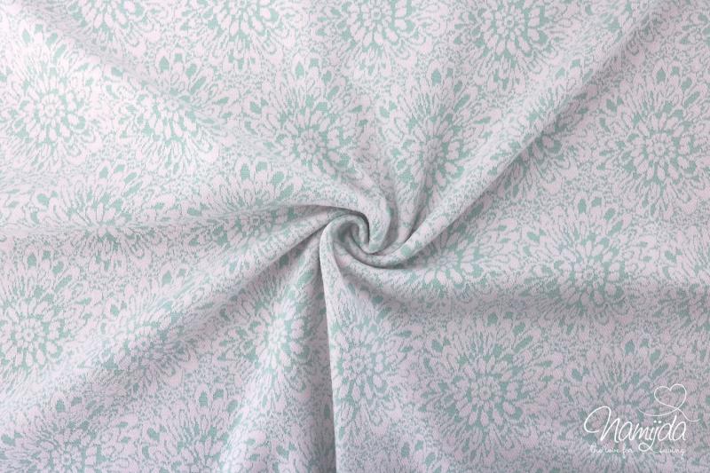 0,5 MTR.  JACQUARD STRICK FLOWER MEADOW  MINT/ROSE - BAUMWOLLSTRICK