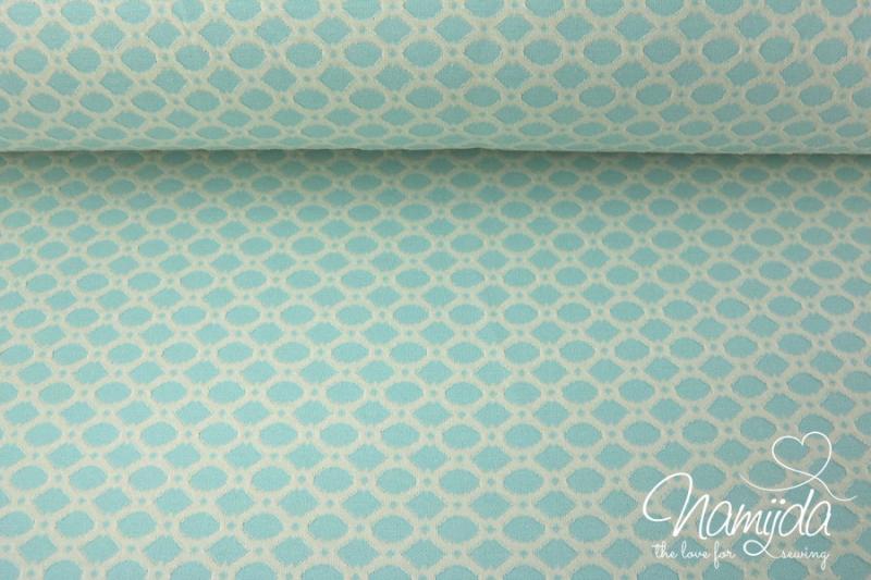 0,5 MTR.  JACQUARD STRICK CIRCLES  - MINT - BAUMWOLLSTRICK