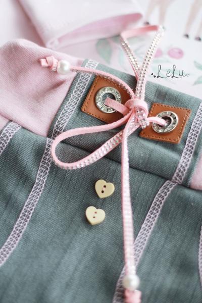 1Mtr. ♥ Kunstleder Wildlederband RoSA - mit silbernen Dots ♥