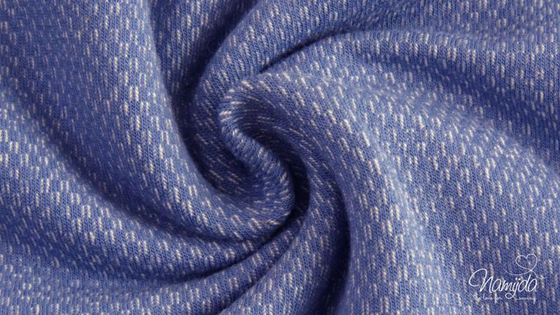 0,5 MTR. Jacquard Baumwoll Sweat Meliert JEANS - Lammfleece