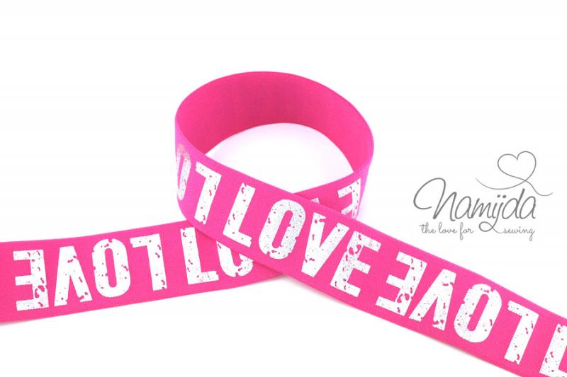 1 MTR. LOVE GuMMIBAND PINK - 4cm