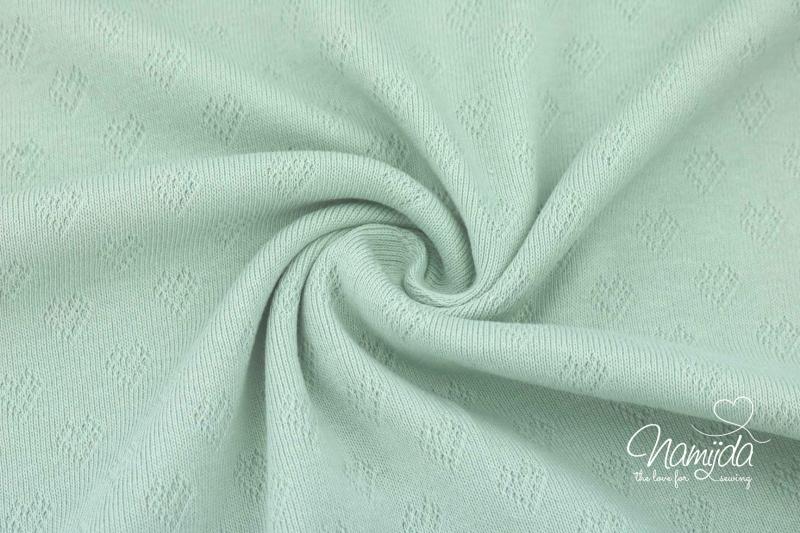 0,5 MTR. ♥ BAUMWOLLJERSEY POINTOILLE HERZSTICKEREI MINT ♥