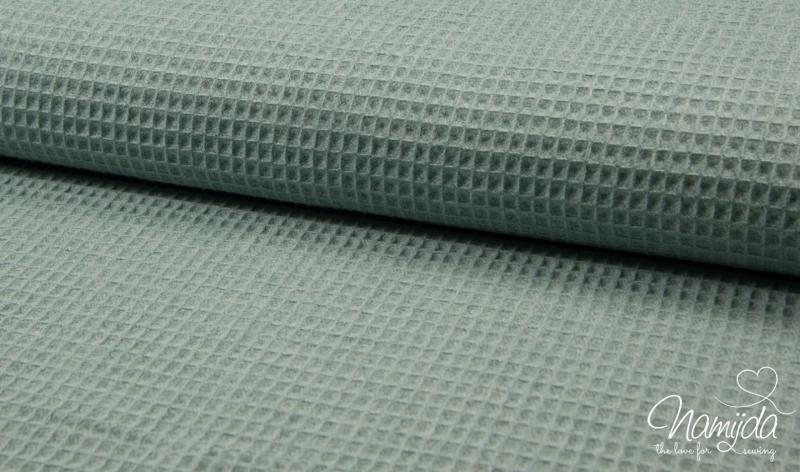 0,5 MTR. ♥ Waffel Piqué Dusty Mint meliert - Baumwollstoff ♥