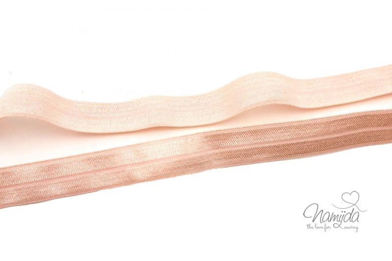 1 MTR. ♥ Elastisches Einfassband - APRICOT -  Falzgummi - Glänzend ♥