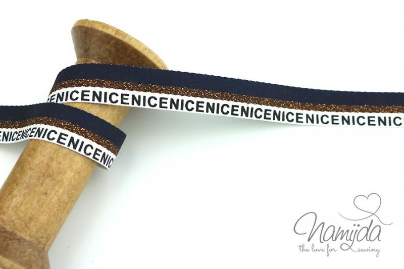 1 MTR. GLITZER NICE WEBBAND - NAVY - 1,6cm