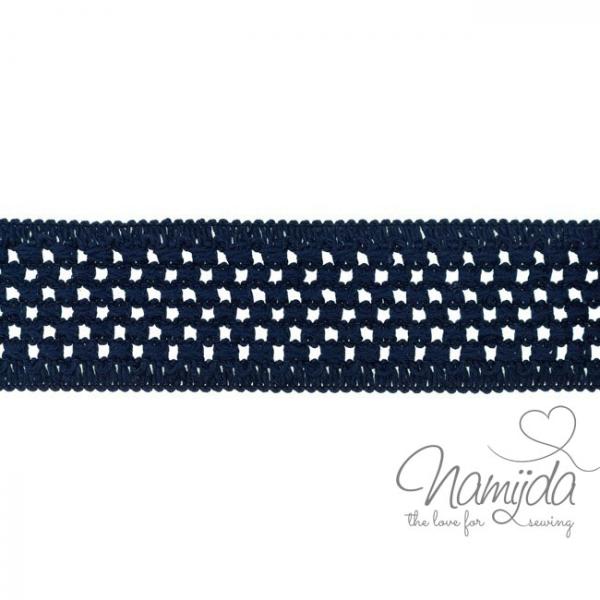 1 MTR.  GEHÄKELTES BAUMWOLL GuMMIBAND NAVY - 5cm