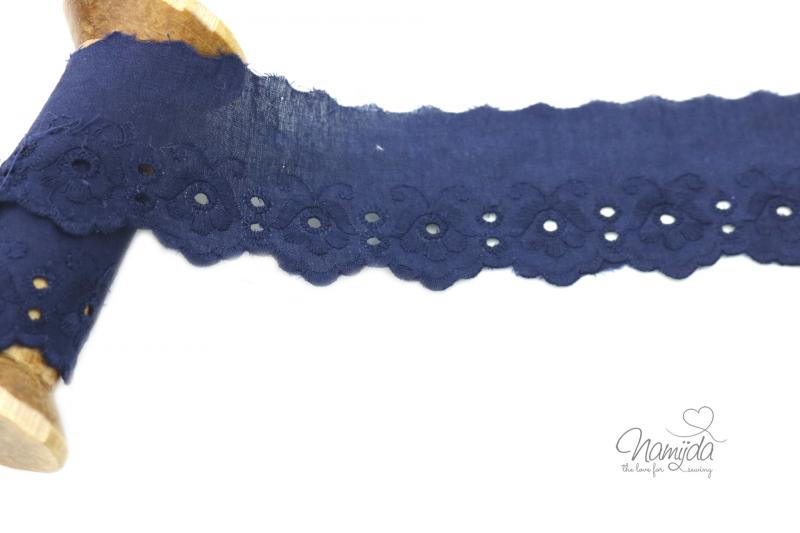 ♥1 Mtr. WäSCHESPITZE BLOOME - NAVY - 5cm ♥