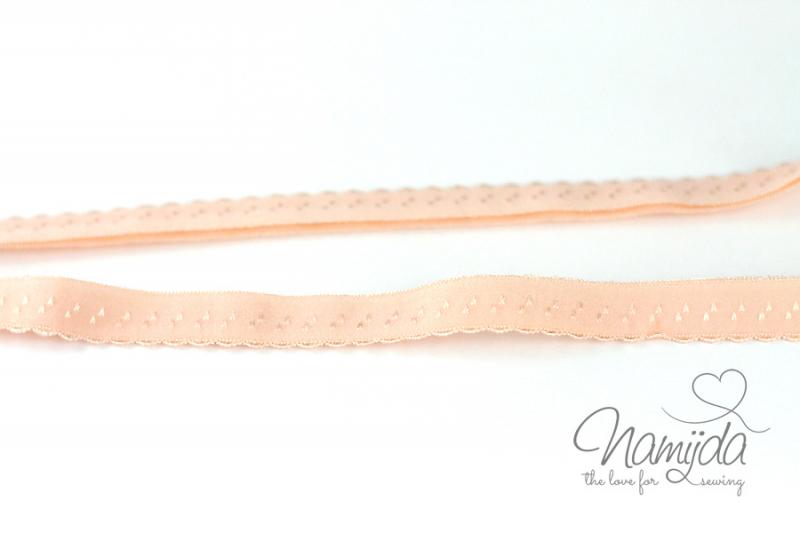 1 MTR. ♥ Elastisches Einfassband -  Schrägband - Apricot ♥