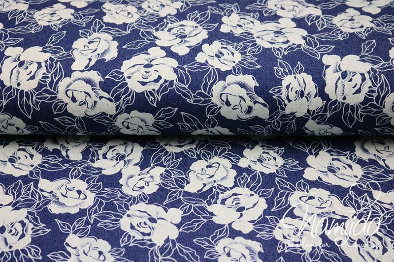 0,5 MTR. ROSES CHAMBRAY JEANS - BLAU - ELASTISCH