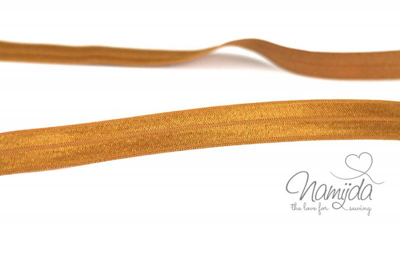 1 MTR. ♥ Elastisches Einfassband Cognac -  Falzgummi - Glänzend ♥