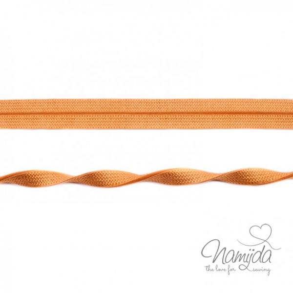 1 MTR. ♥ Elastisches Einfassband JACQUARD - Cognac - 20mm - Glänzend ♥