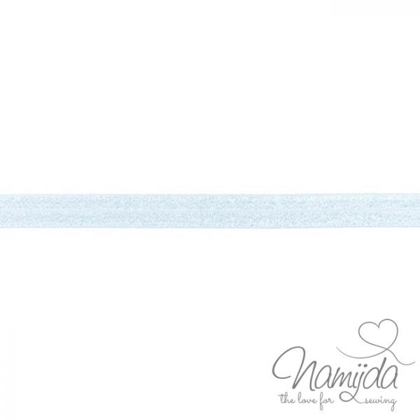 1 MTR. ♥ XL Elastisches Einfassband - GLITTER Hellblau - Falzgummi 20mm ♥