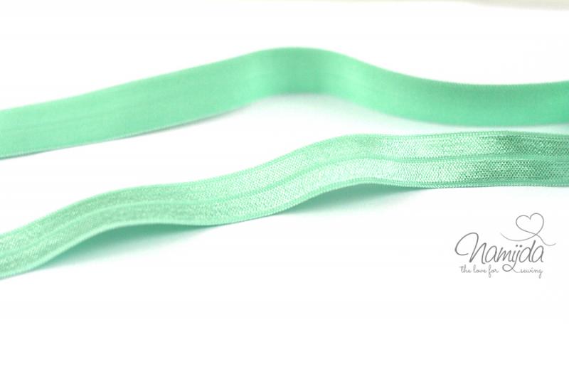 1 MTR. ♥ Elastisches Einfassband - HELL MINT - Falzgummi - Glänzend ♥